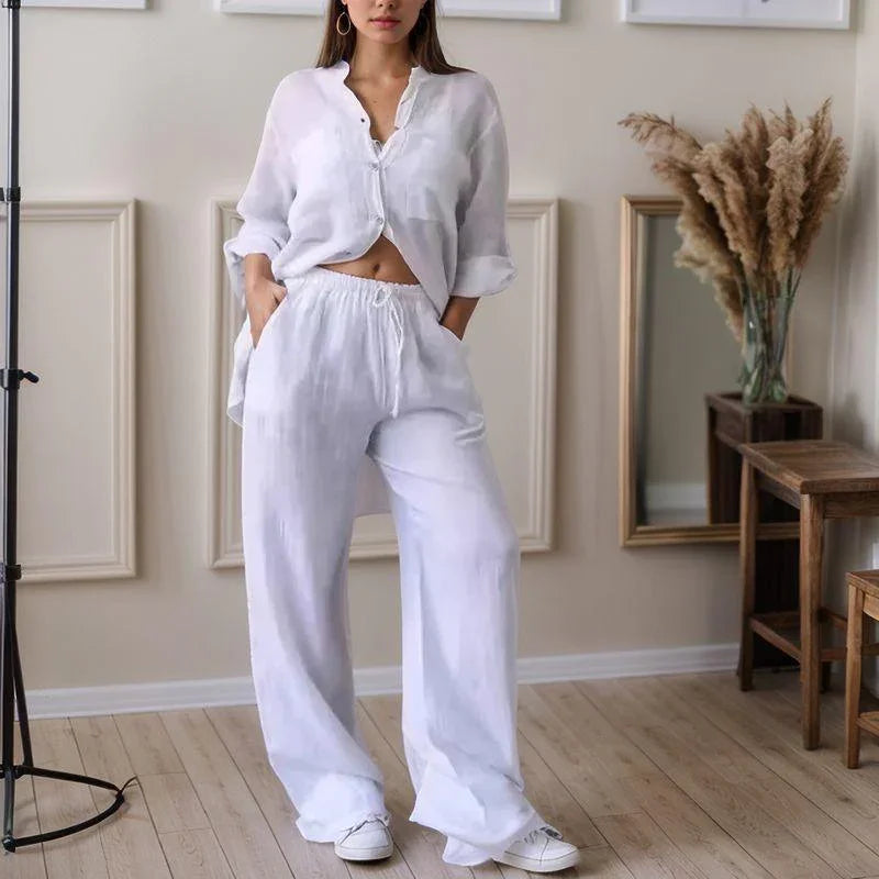 Conjunto Mujer Camisa y Pantalón de Lino Chinaglia