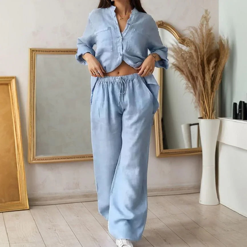 Conjunto Mujer Camisa y Pantalón de Lino Chinaglia
